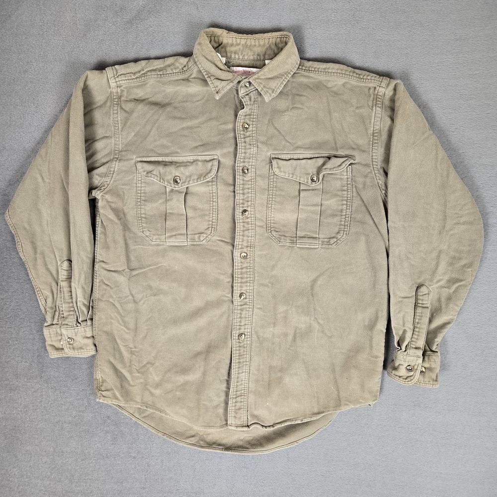 VTG Filson Moleskin Seattle Shirt Mens Large 852 Tan Chamois Flannel USA Made